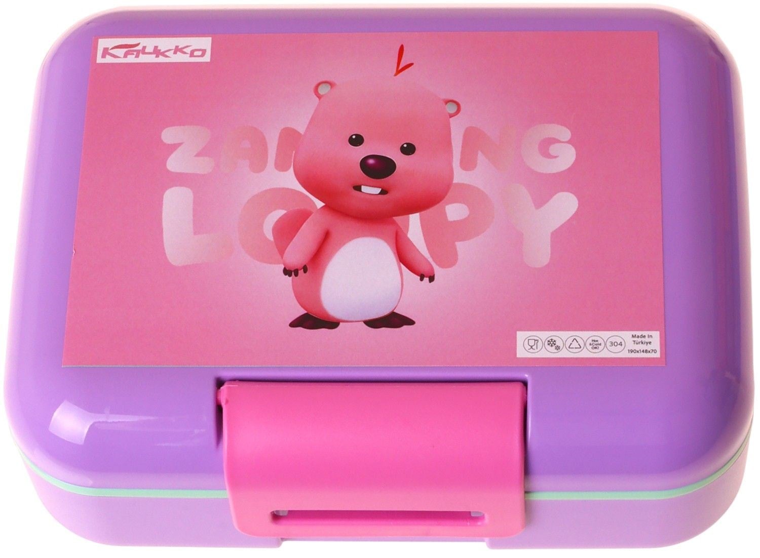 Kaukko Kids Kız Çocuk Loopy Baskılı Pembe Çift Katlı Beslenme Kabı - L5307