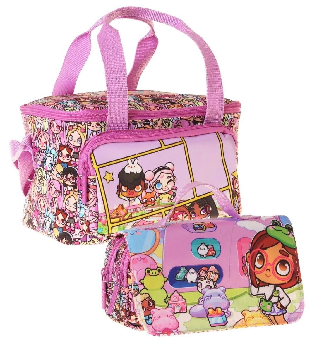 Kaukko Kids Kız Çocuk Nagy Baskılı Pembe Thermo Beslenme Çantası ve Kalemlik Seti - SETKK-L5334