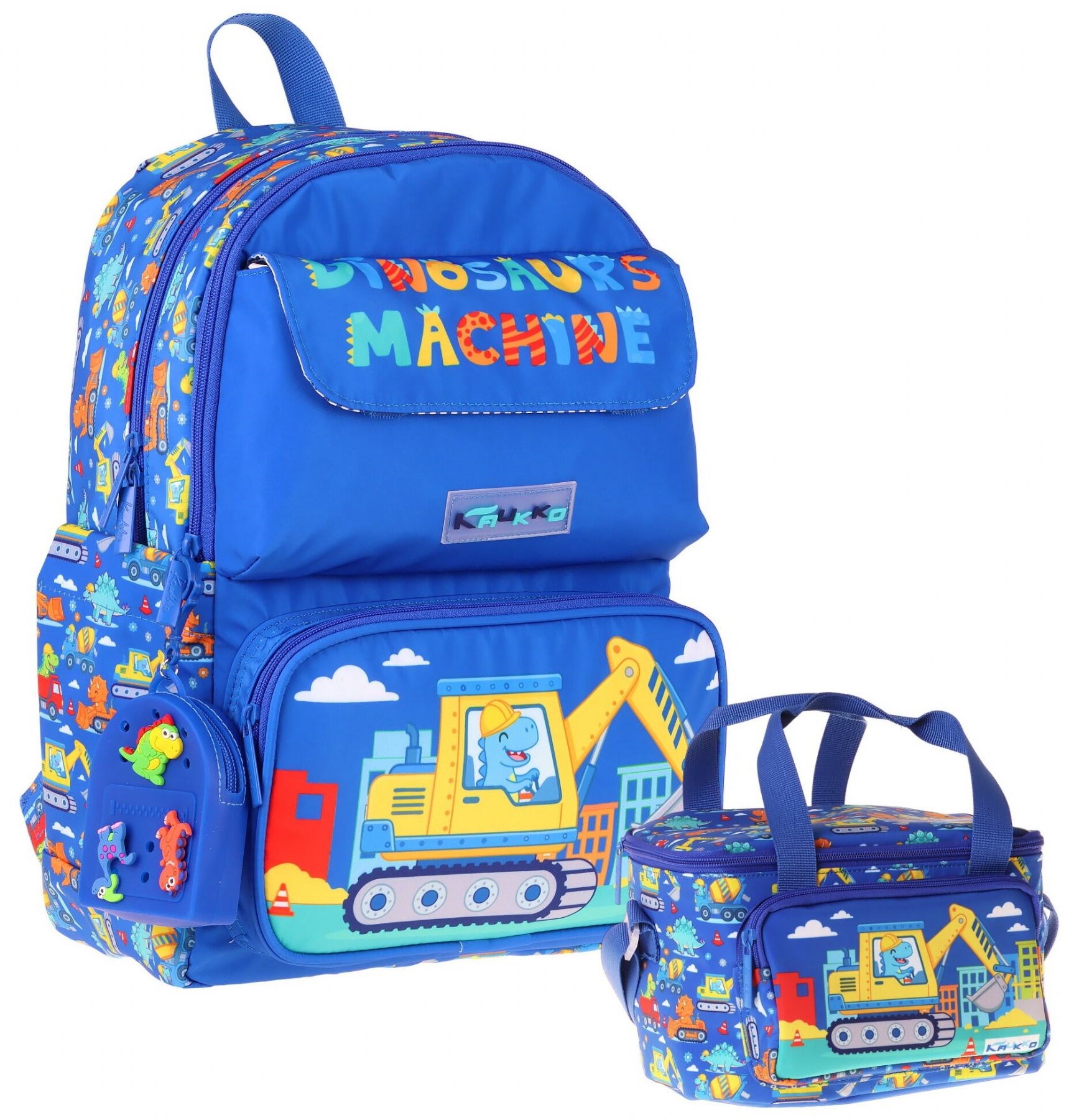 Kaukko Kids Mechanic Erkek Çocuk Mavi - Sarı İlkokul Sırt Çantası ve Beslenme Çanta Seti - SETKK-L5369B