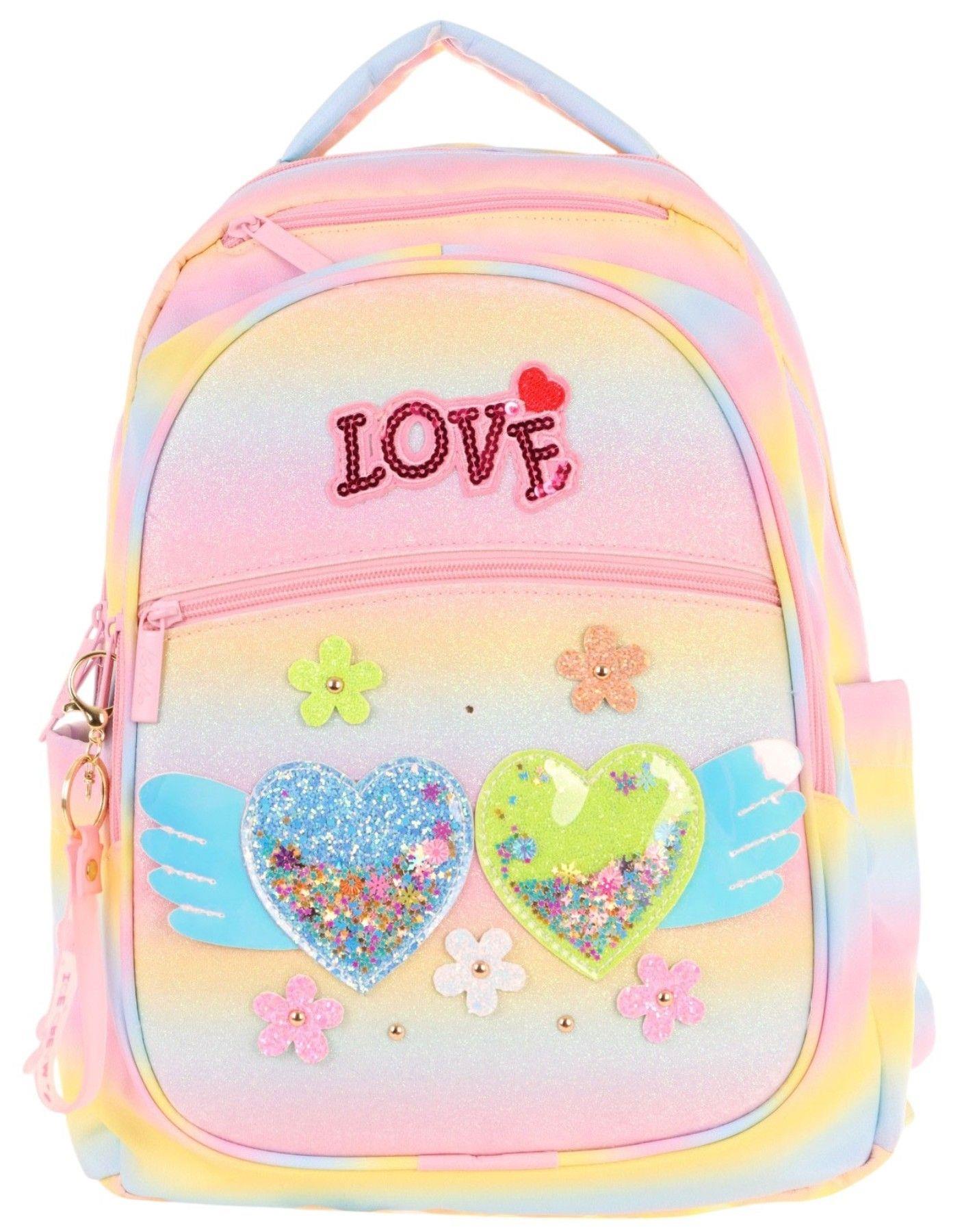 Kaukko Kids Simli Kalp ve Çiçek Detaylı Kız Çocuk Dört Bölmeli Okul Çantası - L5213