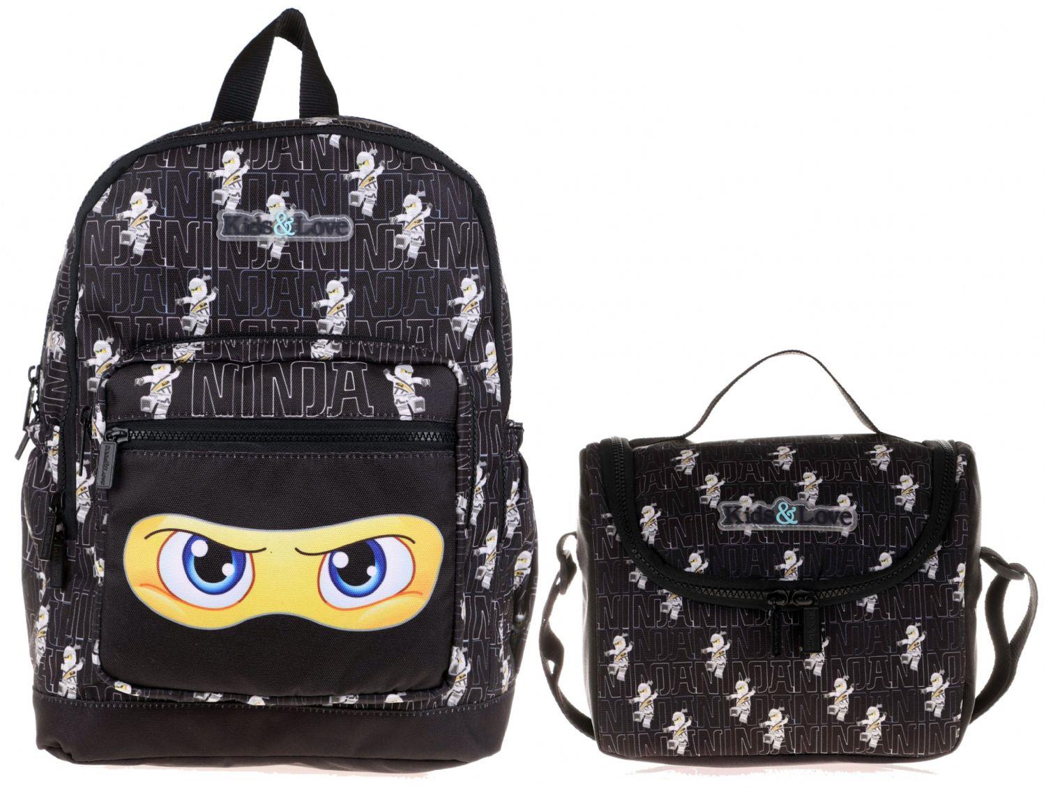 Kaukko Kids&Love Sarı Siyah Ninja İlkokul Çanta ve Beslenme Seti - Erkek