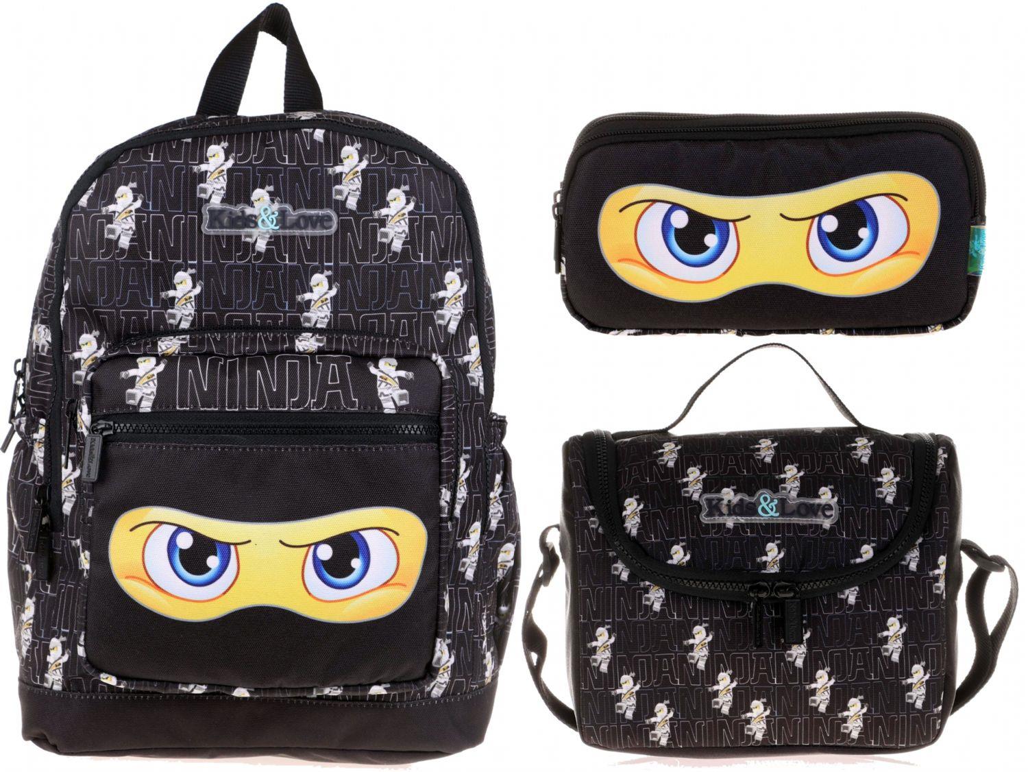 Kaukko Kids&Love Siyah Sarı Ninja İlkokul Çanta Seti - Erkek