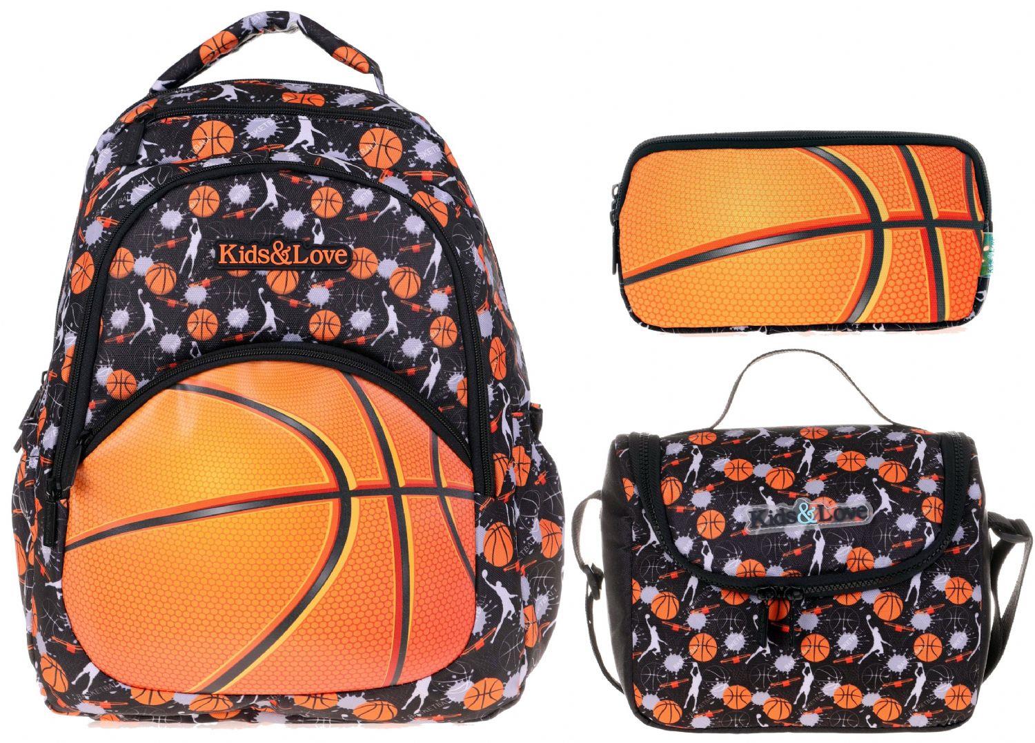 Kaukko Kids&Love Turuncu Basketbol Okul Çantası Seti - Erkek Çocuk