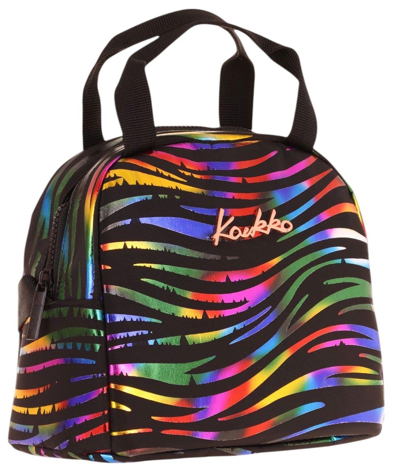 Kaukko Kız Çocuklarına Özel Siyah Çok Renkli Zebra Baskılı Beslenme Çantası (Isı Yalıtımlı) (K9055)
