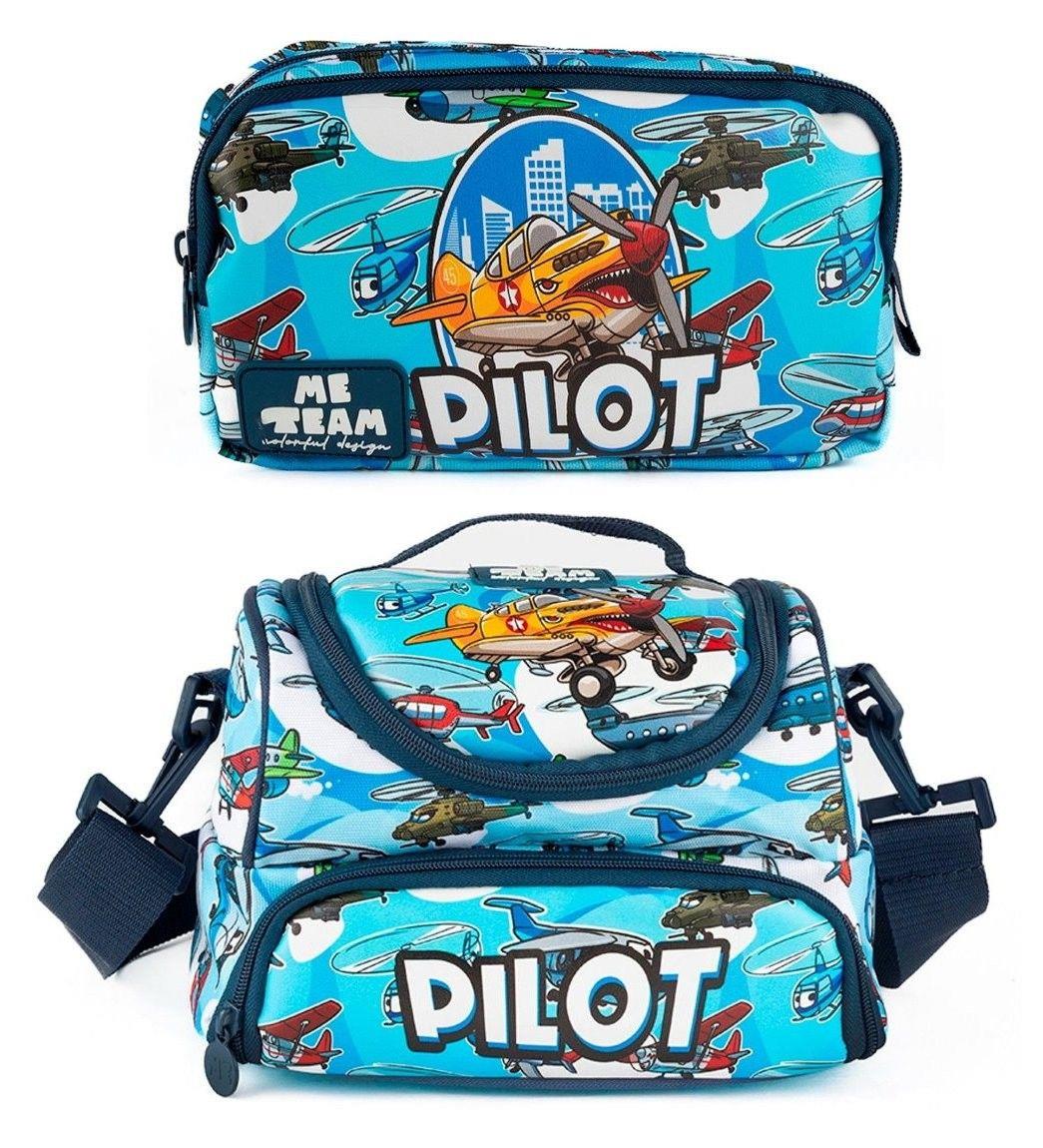 Me Team Erkek Çocuk Pilot Beslenme Çantası ve Kalemlik Seti (İkili Set) - SETME25066