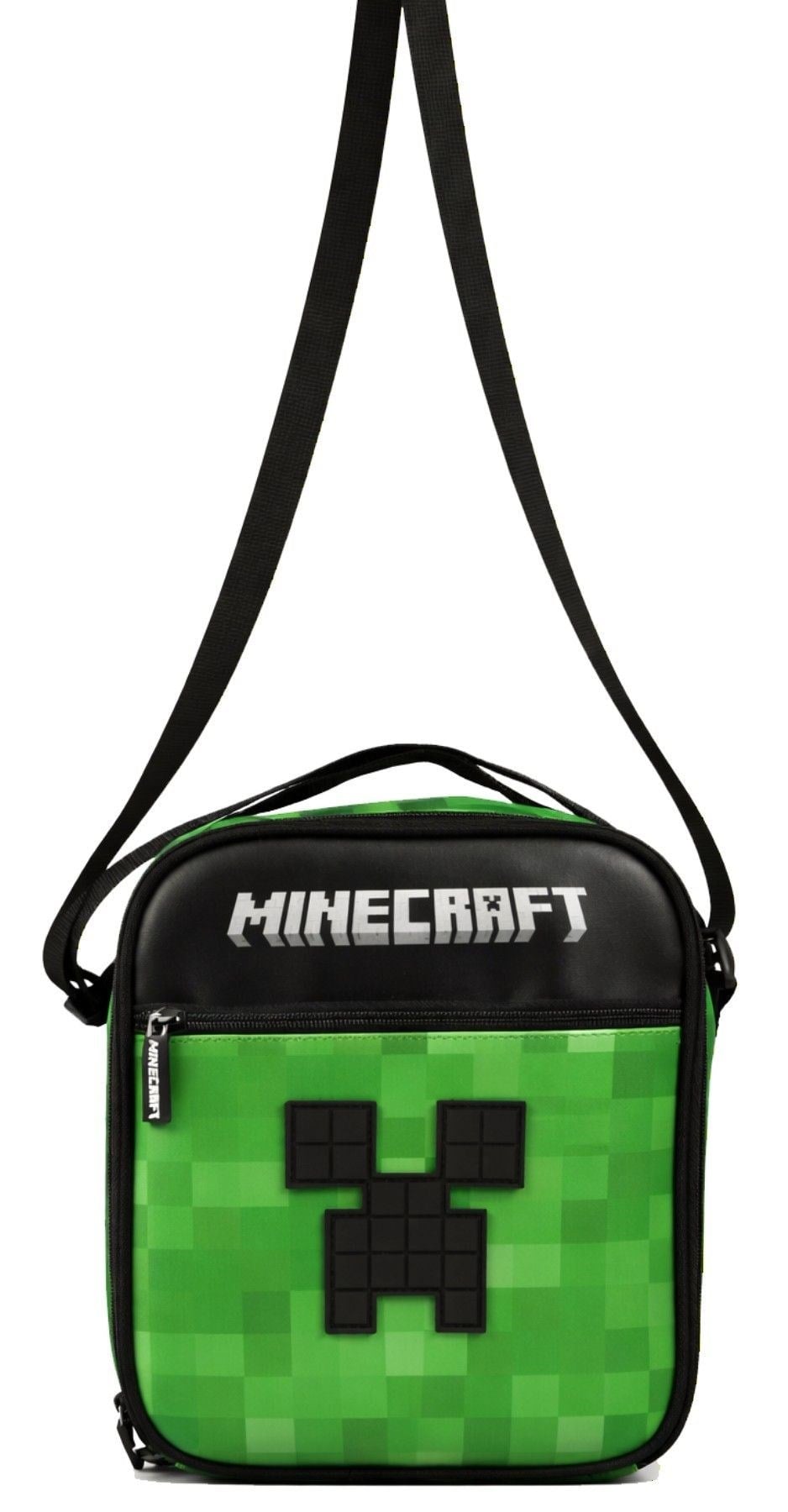 Minecraft İki Bölmeli Erkek Çocuk Okul Beslenme Çantası (Minecraft Kabartmalı - Siyah - Yeşil) - 26611