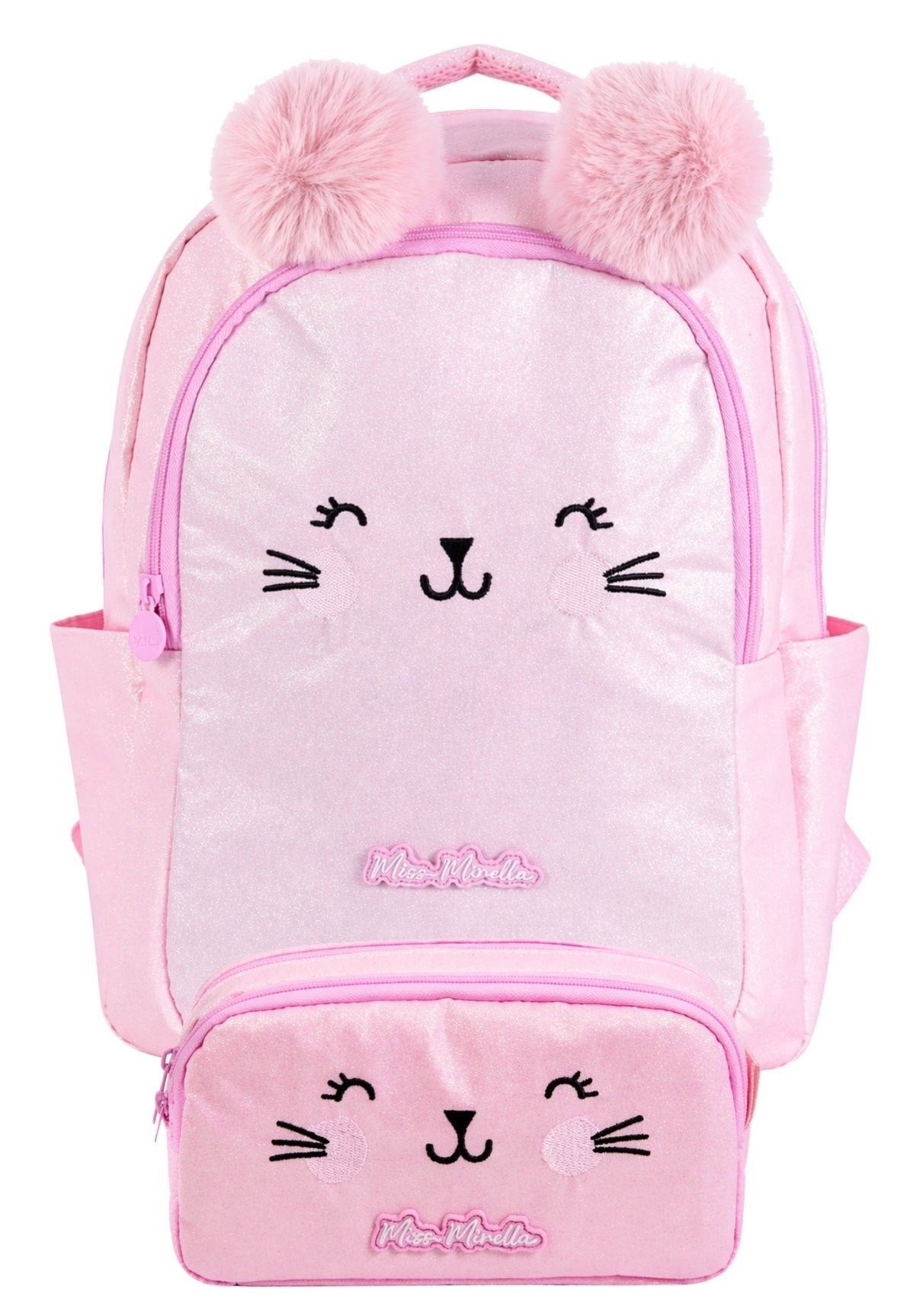 Miss Mirella İkili Okul Çantası ve Kalemlik Seti Pembe (Kedi Baskılı) Kız Çocuk - SETMM26056C
