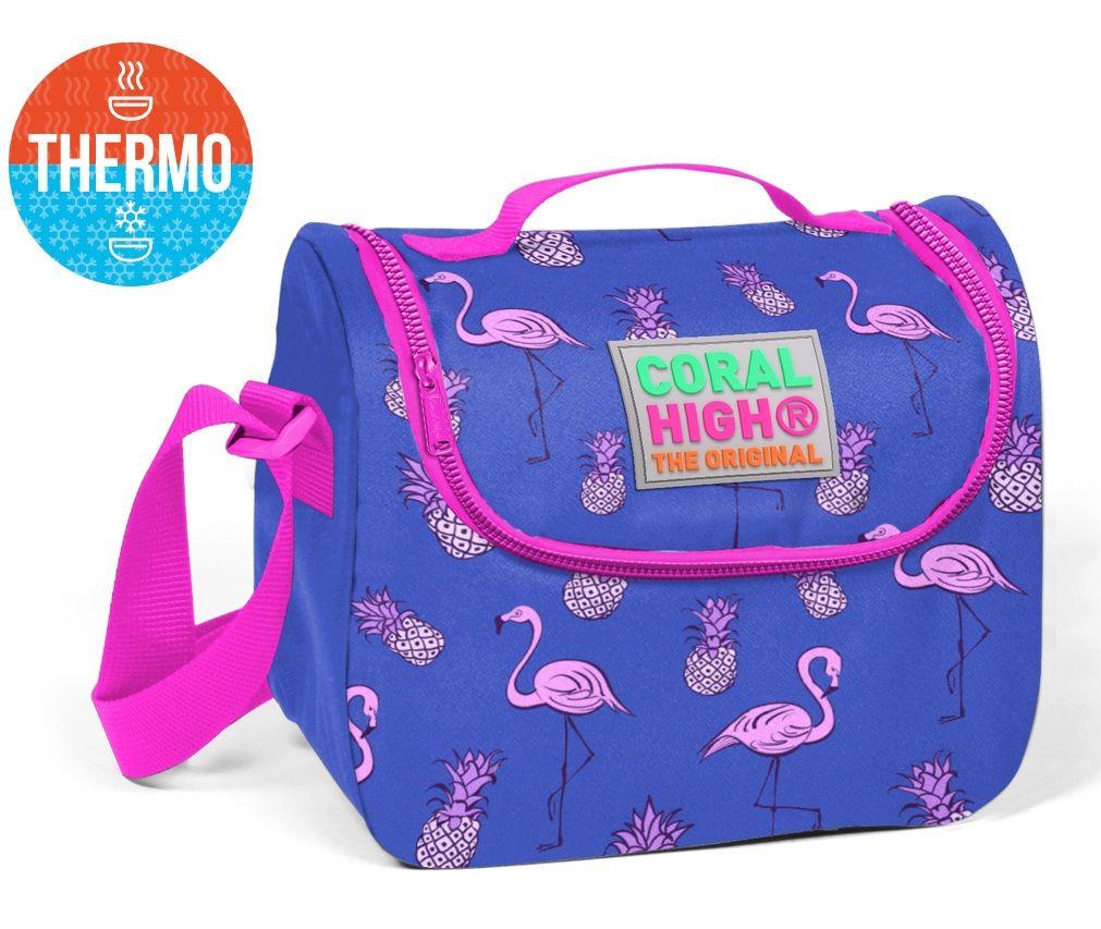 Mor Flamingo Desenli Termoslu Beslenme Çantası - Kız Çocuk