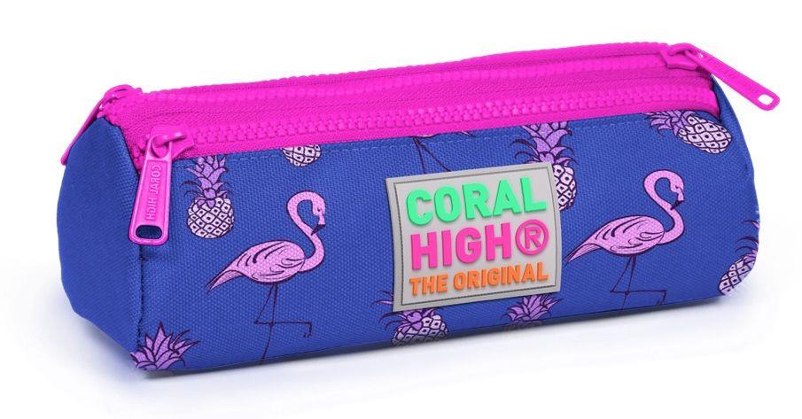 Mor Flamingo Desenli Üç Bölmeli Kalem Çantası - Kız