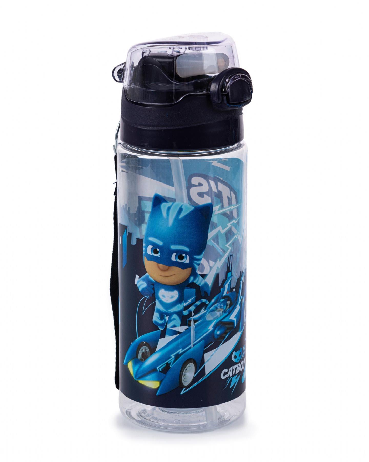 Pj Mask 500 ml Sİlikon Pipetli Erkek Çocuk Okul Matarası - Suluk