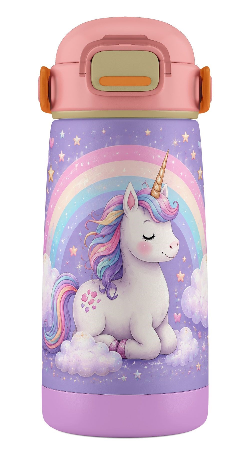 Puccon 420 ml Kız Çocuk Unicorn Desenli Paslanmaz Çelik Termos Matara Suluk - 60011