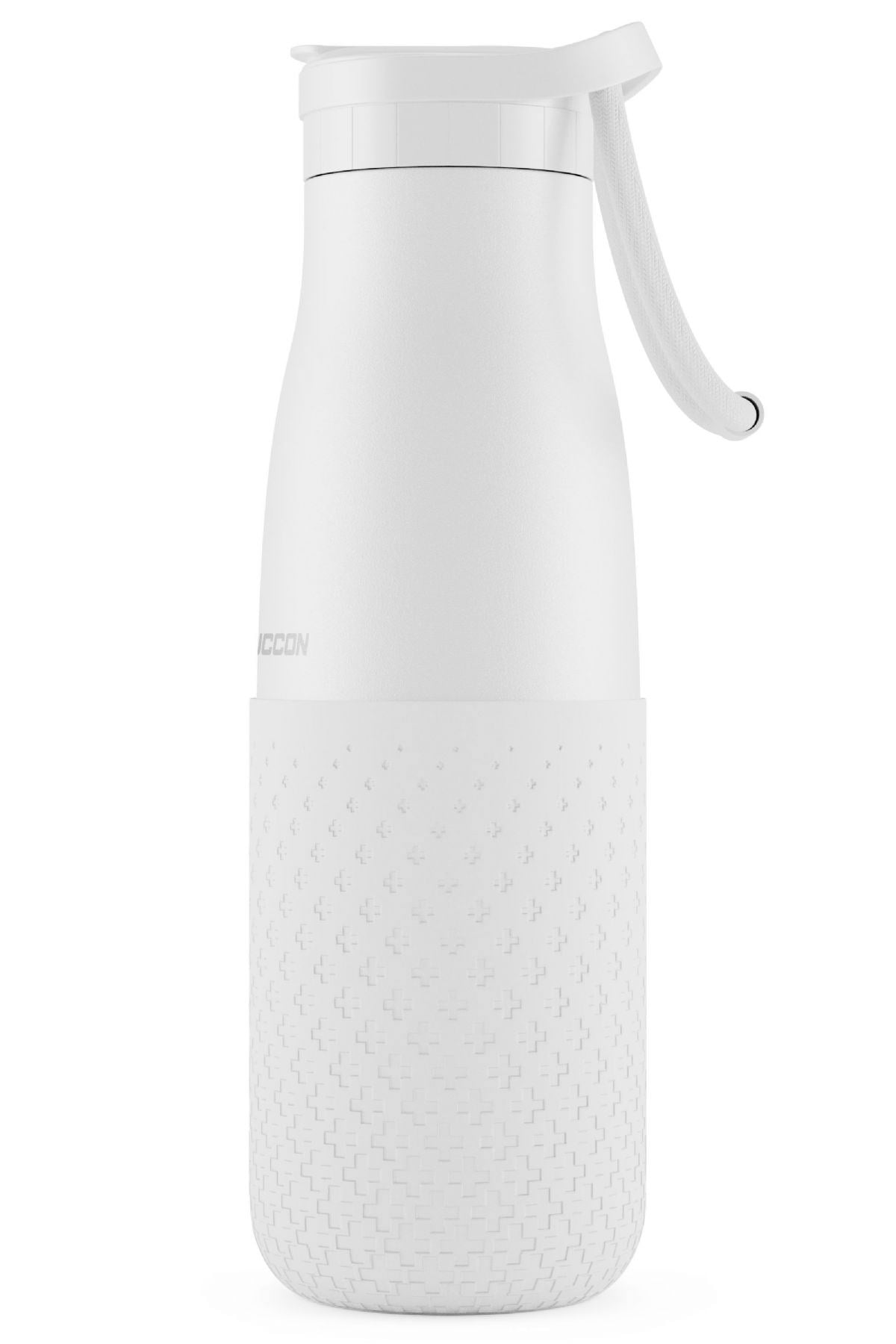 Puccon 500 ml Pipetli Beyaz Çelik Matara/Termos - Silikon Gövdeli (Plus) - 50008