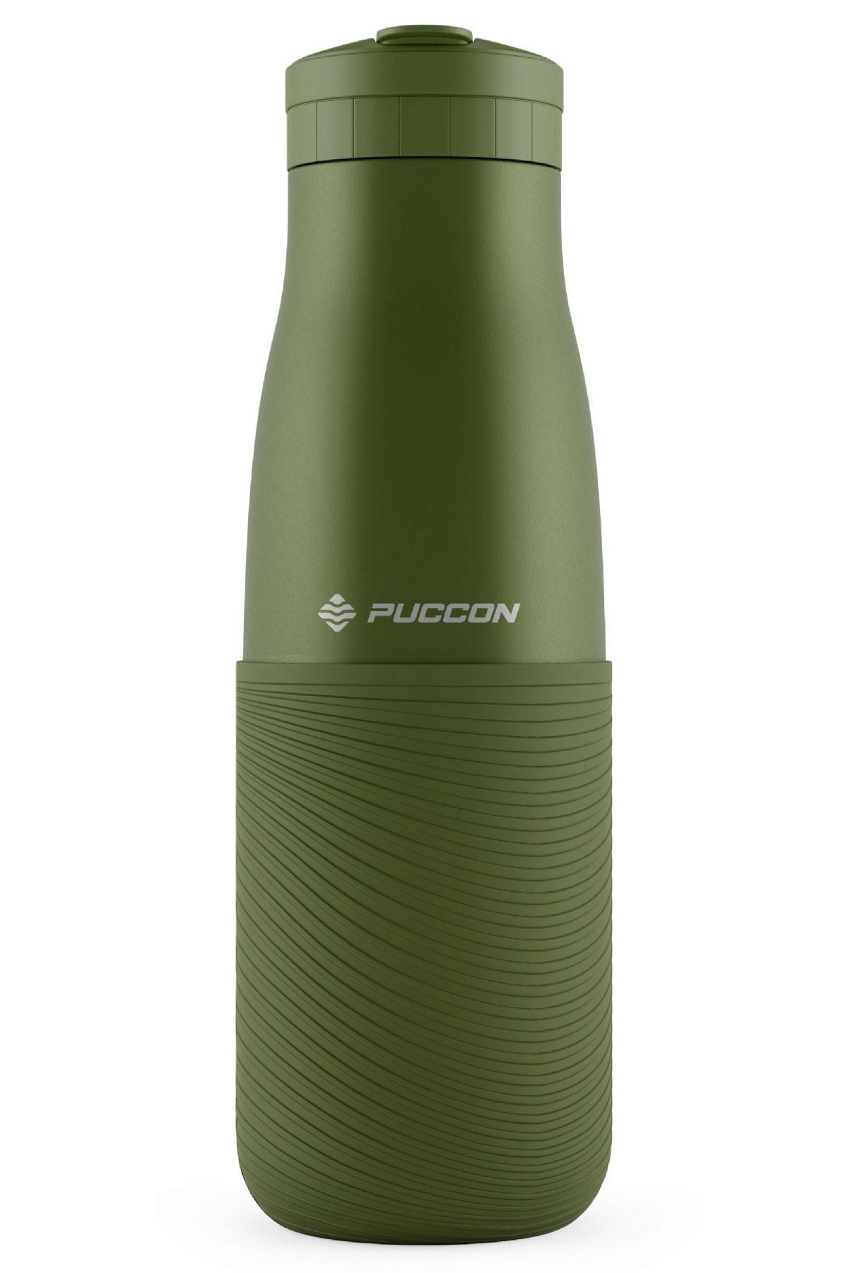 Puccon Haki 500 ml Paslanmaz Çelik Termos - Silikon Kaplı (Dalga) Okul, Günlük, Kamp - 50022
