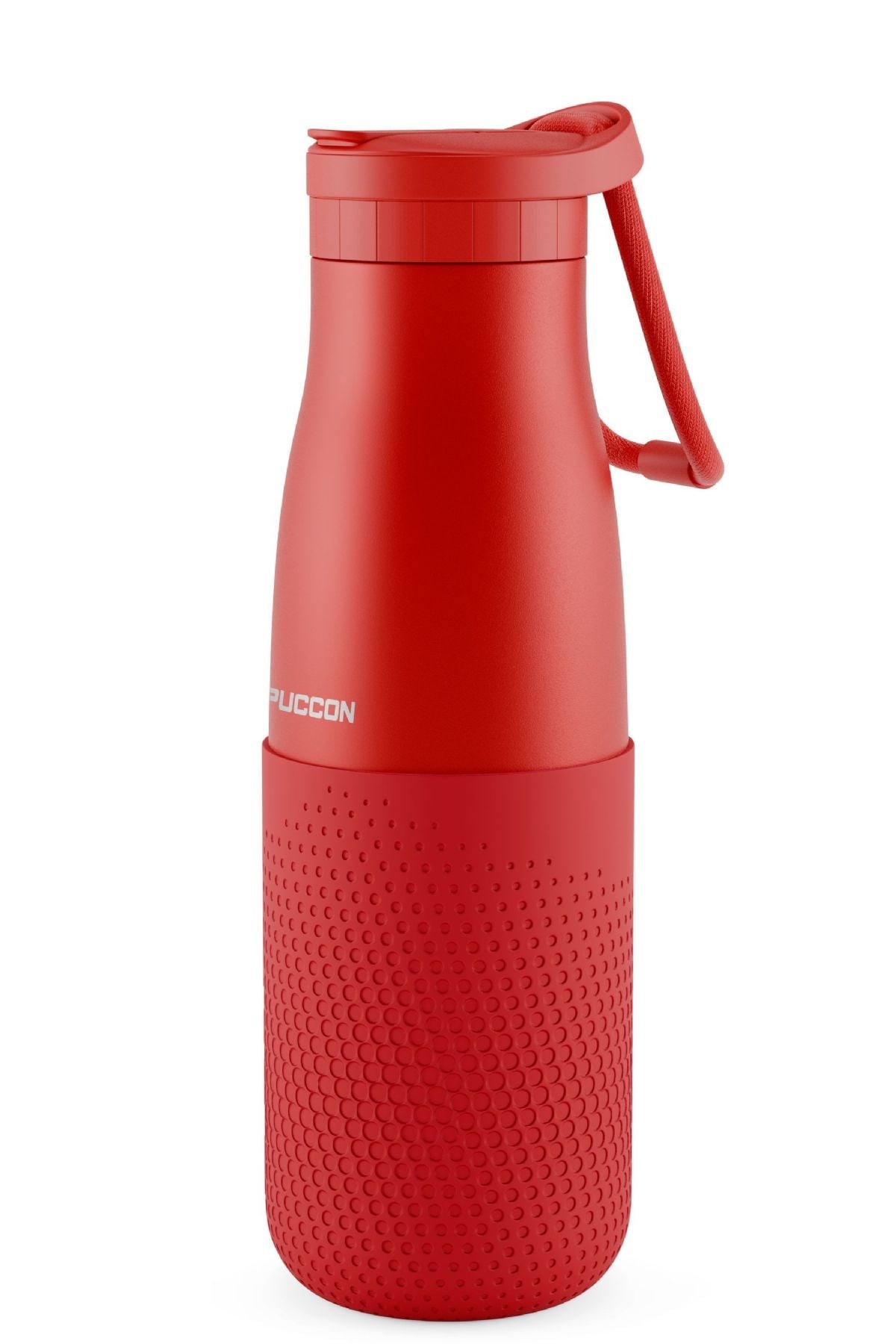 Puccon Kırmızı 500 ml Çelik Okul Matarası - Silikon Gövdeli (Nokta) Çelik Termos -  50024