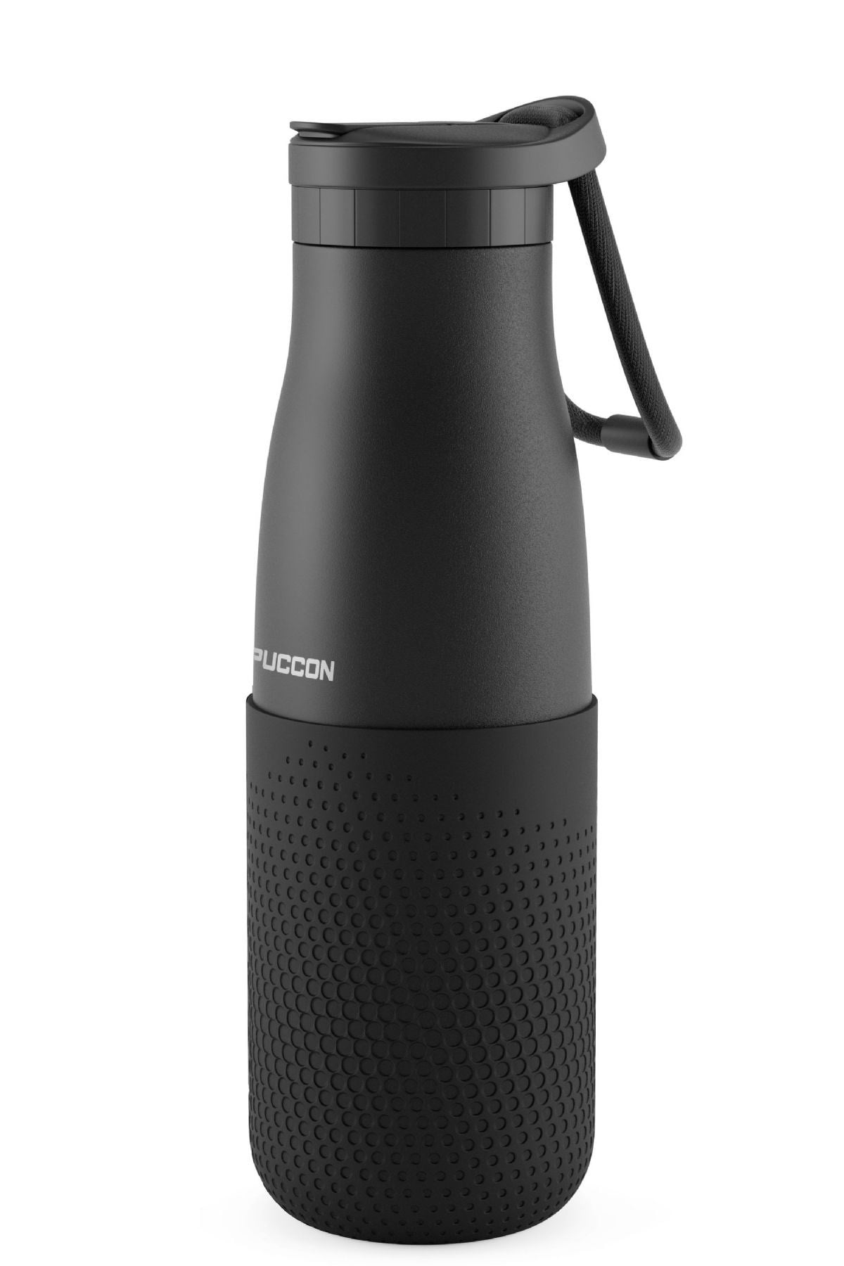 Puccon Siyah 500 ml Çelik Okul Matarası - Silikon Gövdeli (Nokta) Çelik Termos -  50026