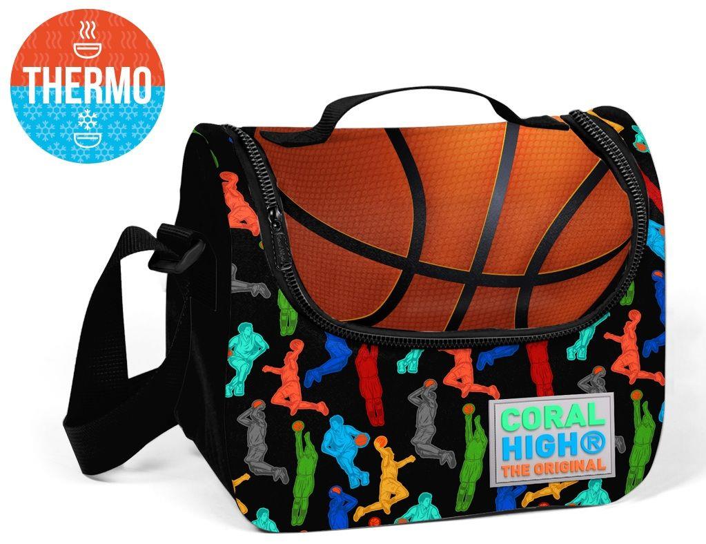 Sİyah Basketbol Desenli Termoslu Beslenme Çantası