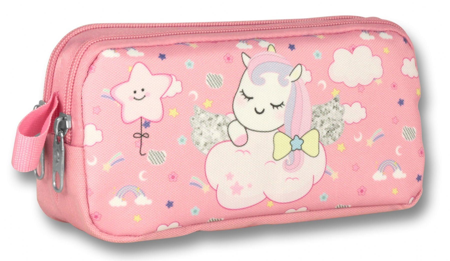 Ümit Çanta Cennec Uyuyan Unicorn Pembe-Beyaz Kalem Çantası - Kız Çocuk