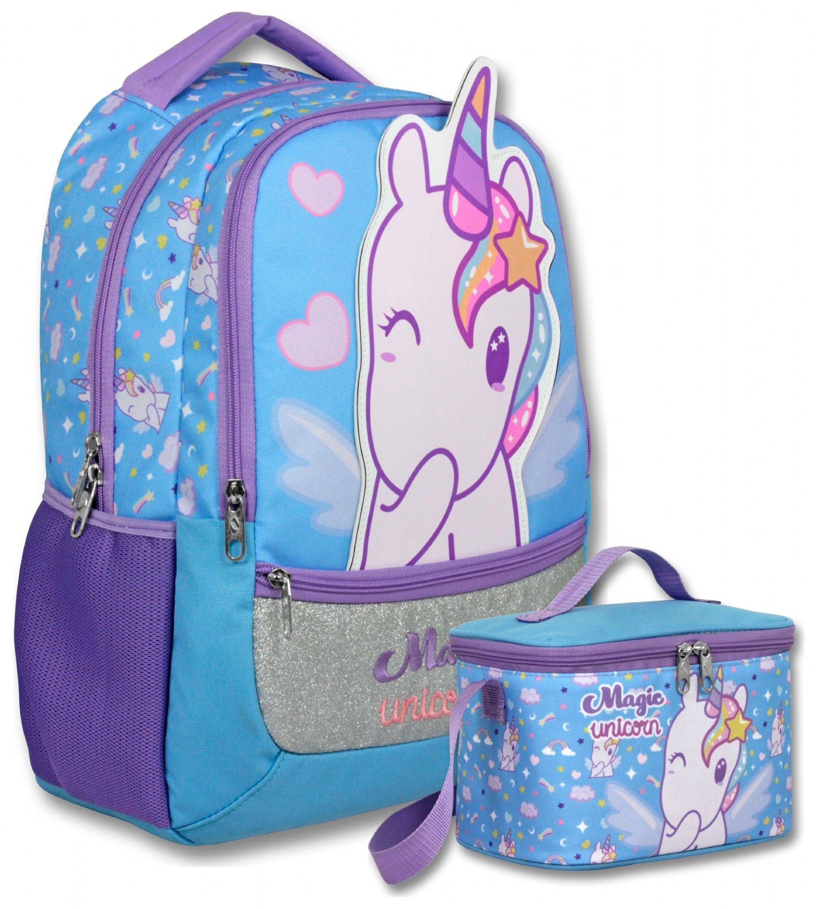 Ümit Çanta Kız Çocuk Magic Unicorn Baskılı Okul Çantası+Beslenme Çantası Seti - SETUMT6015B