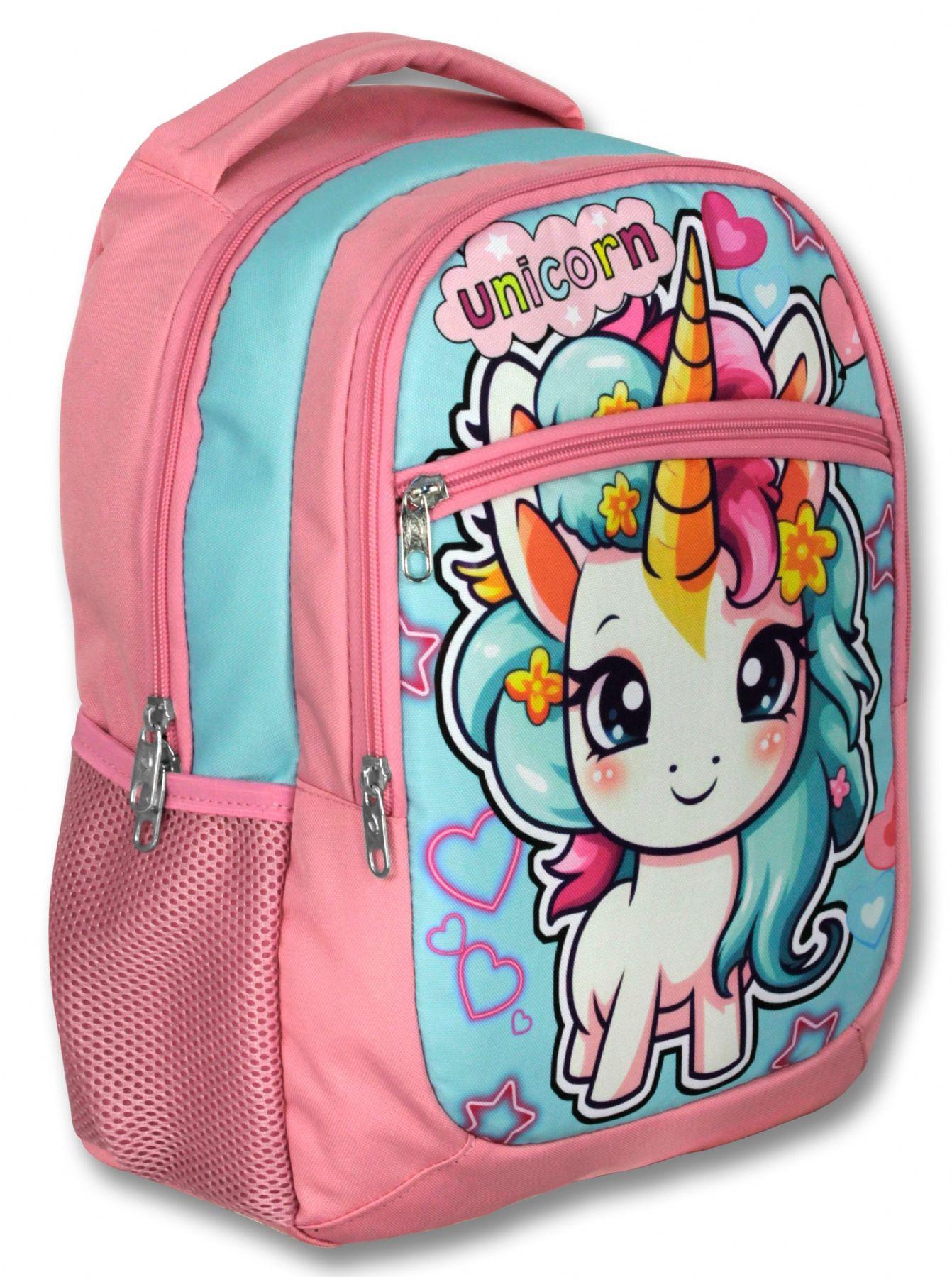 Ümit Çanta Üç Gözlü Kız Çocuk İlkokul Çantası - Bebek Unicorn - Pembe Turkuaz - 5048