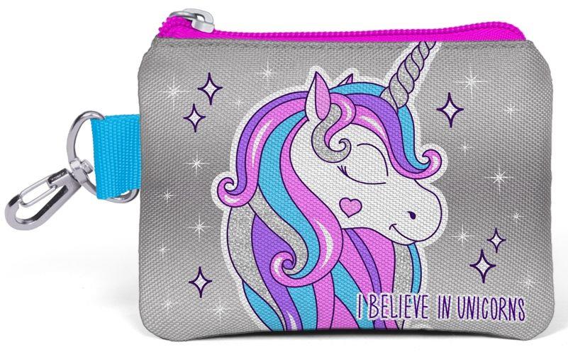 Unicorn Baskılı Bozuk Para Çantası Gri