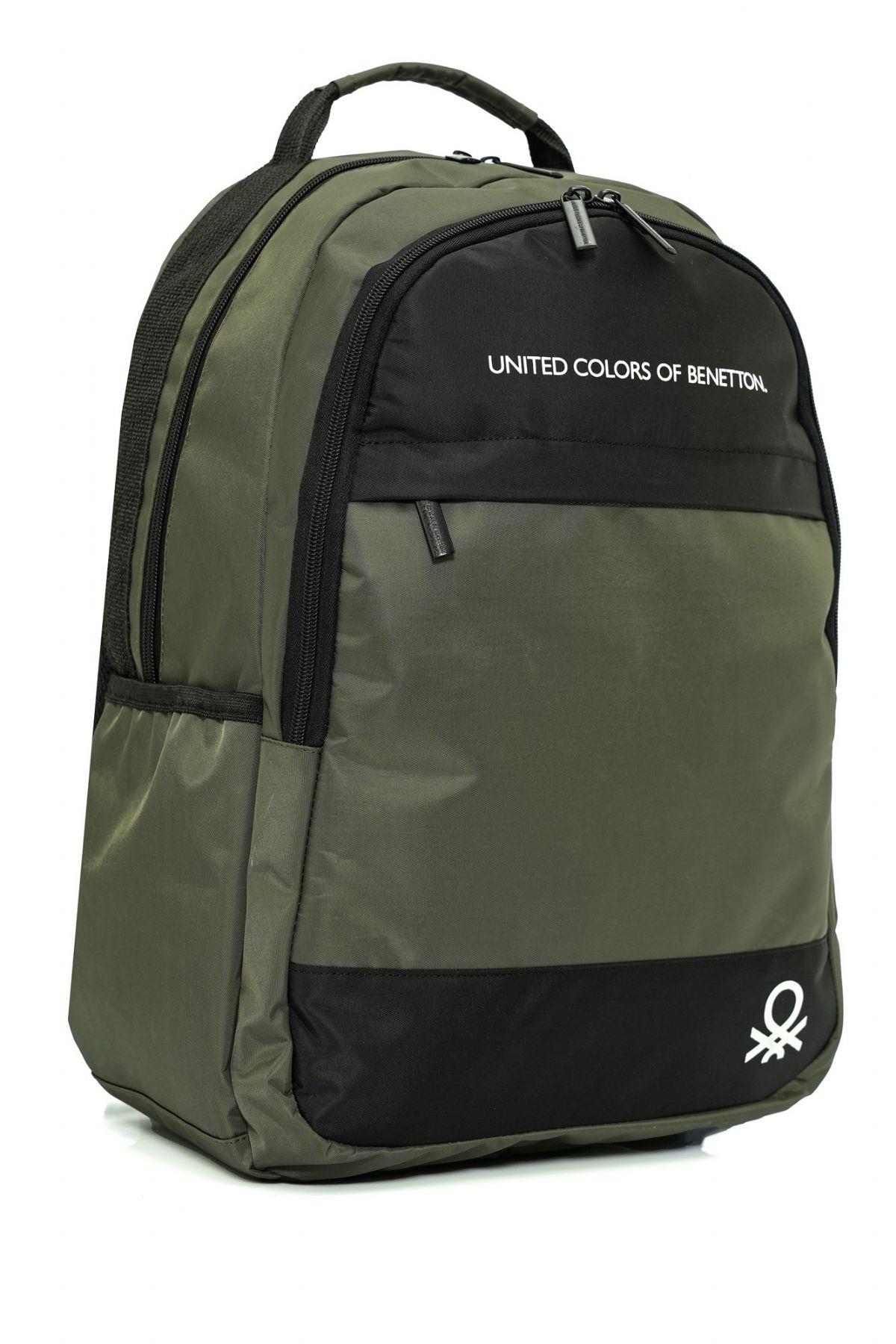 United Colors Of Benetton Unisex Okul, Günlük ve Seyahat Sırt Çantası - Haki - Siyah - 20819
