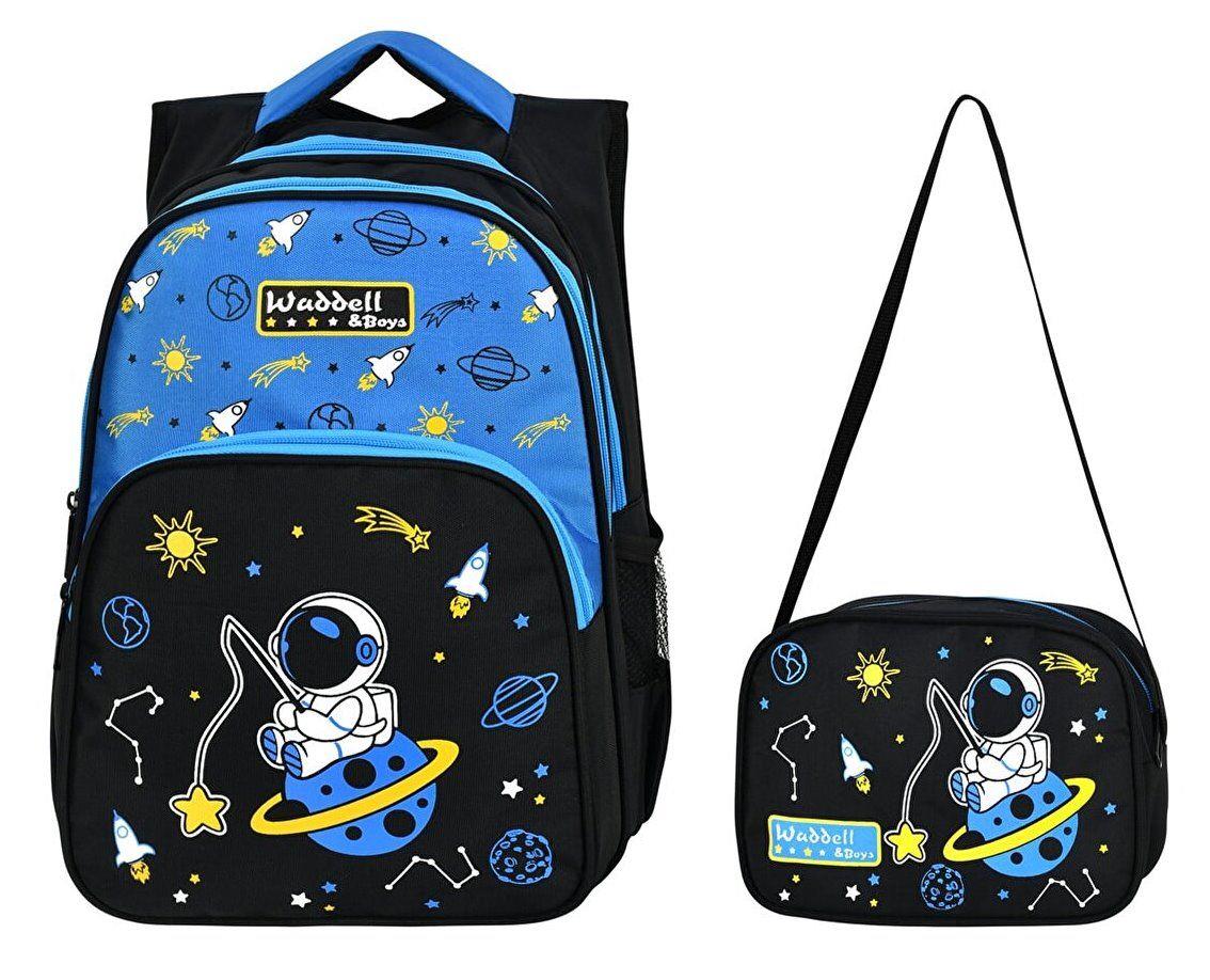 Waddell Çanta Sİyah Mavi Astronot İlkokul Çantası - Waddell Bag Erkek Çocuk Okul Sırt Çantası