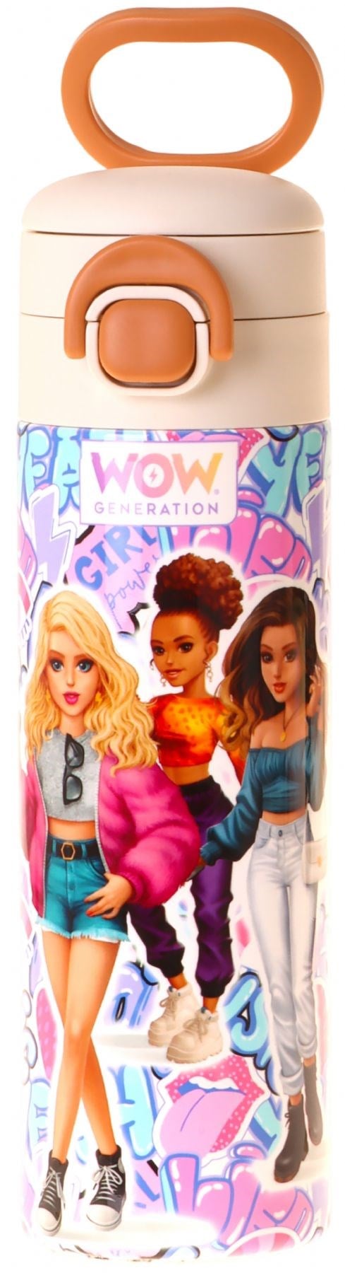 Wow Generation 520 ml Music Desenli Lila Kız Çocuk Çelik Termos Matara (Çift İçim Kilitli Kapak) - W6047