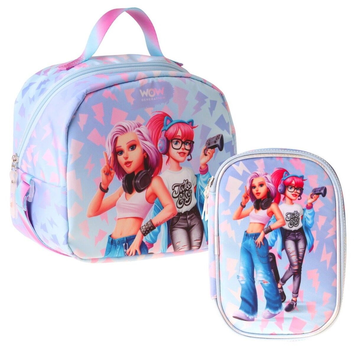 Wow Generation Kız Çocuk Cool (Mavi - Pembe) Thermo Beslenme Çantası ve Kalemlik Seti - SETWG-W6040
