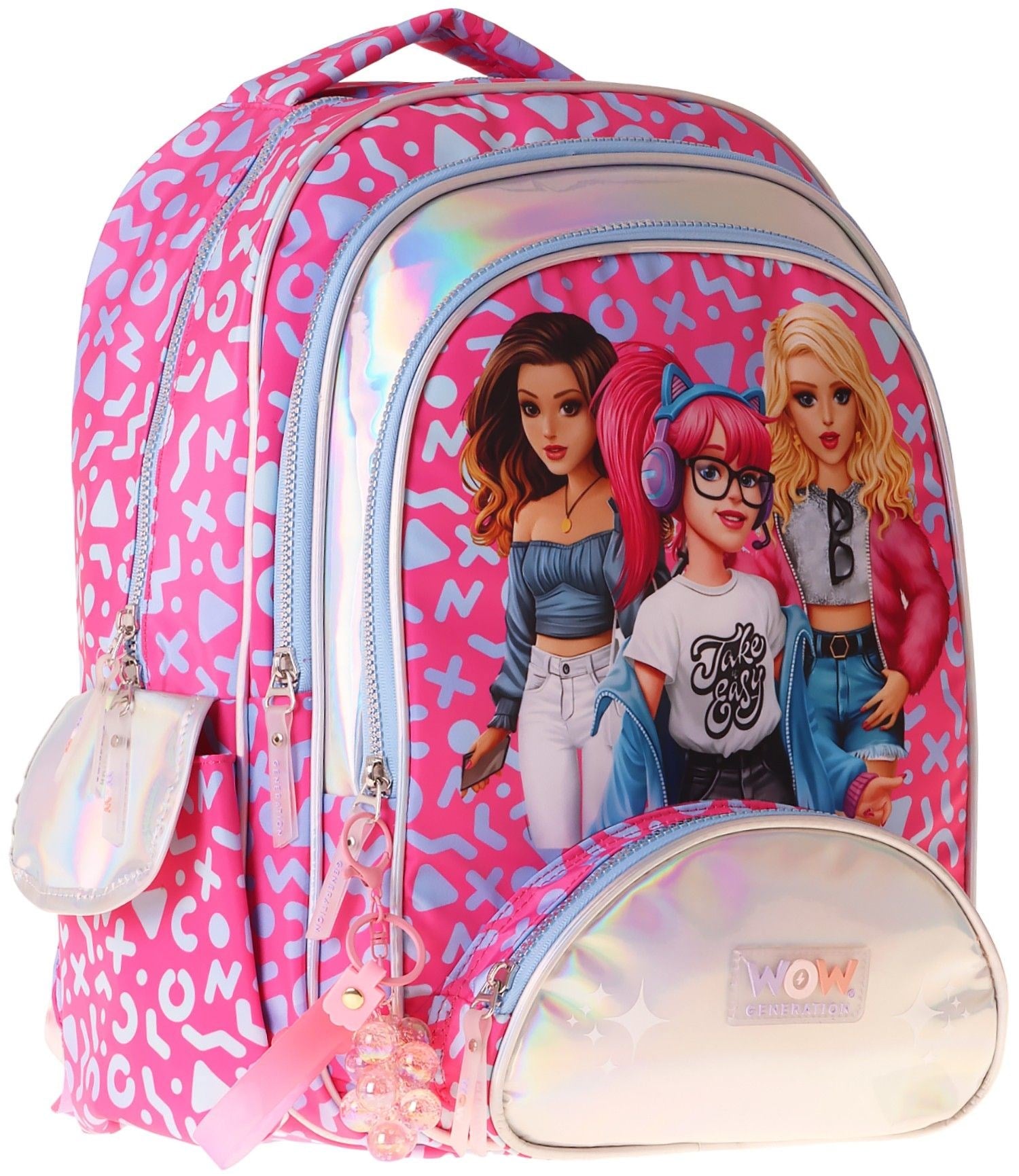 Wow Generation Kız Çocuk Girl Friends Baskılı Kırmızı İlkokul ve Günlük Okul Sırt Çantası - W6059 - Dört Bölmeli