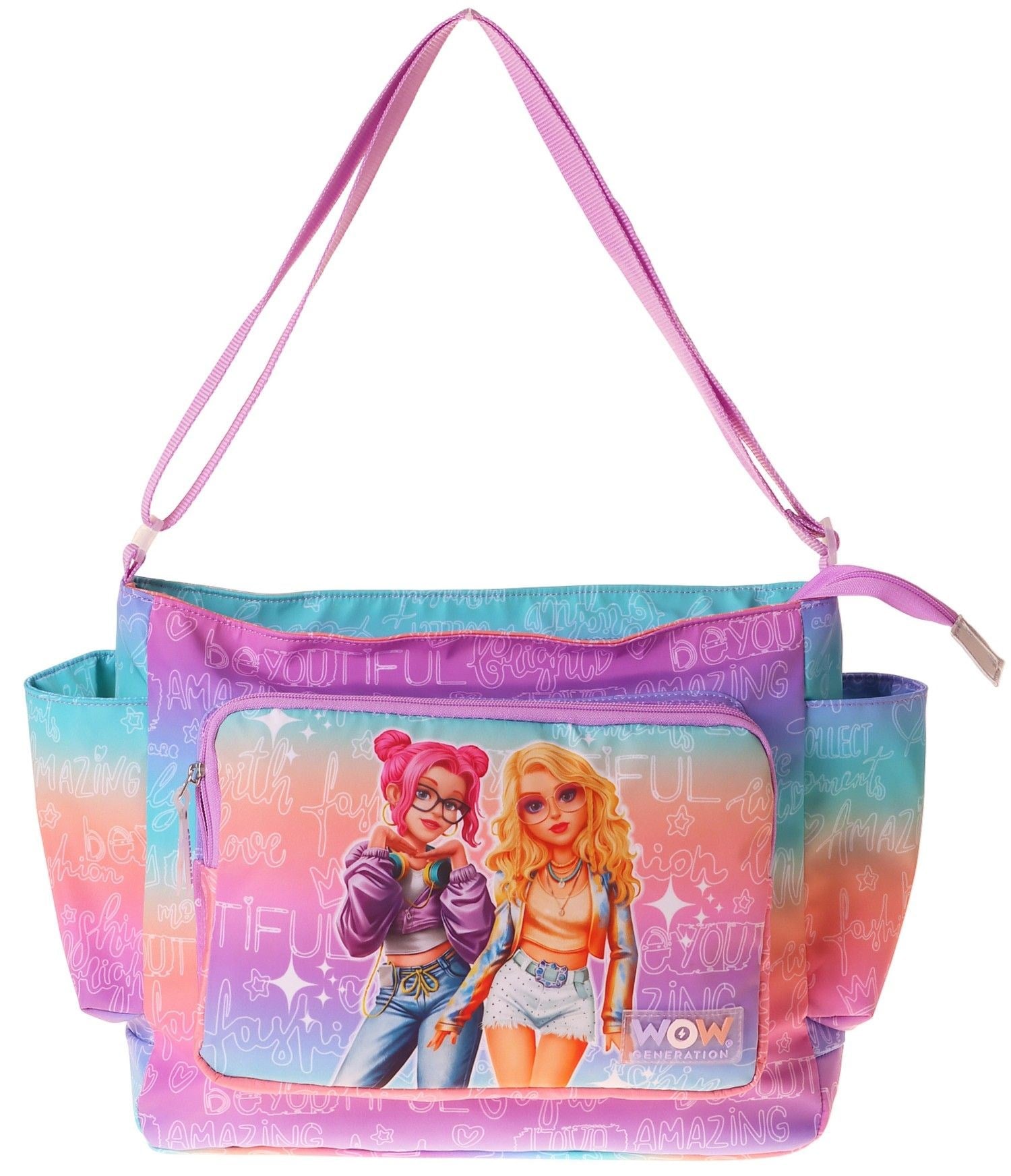 Wow Generation Kız Çocuk Star Desenli Pembe - Mor Renkli Omuz Çantası - W6034