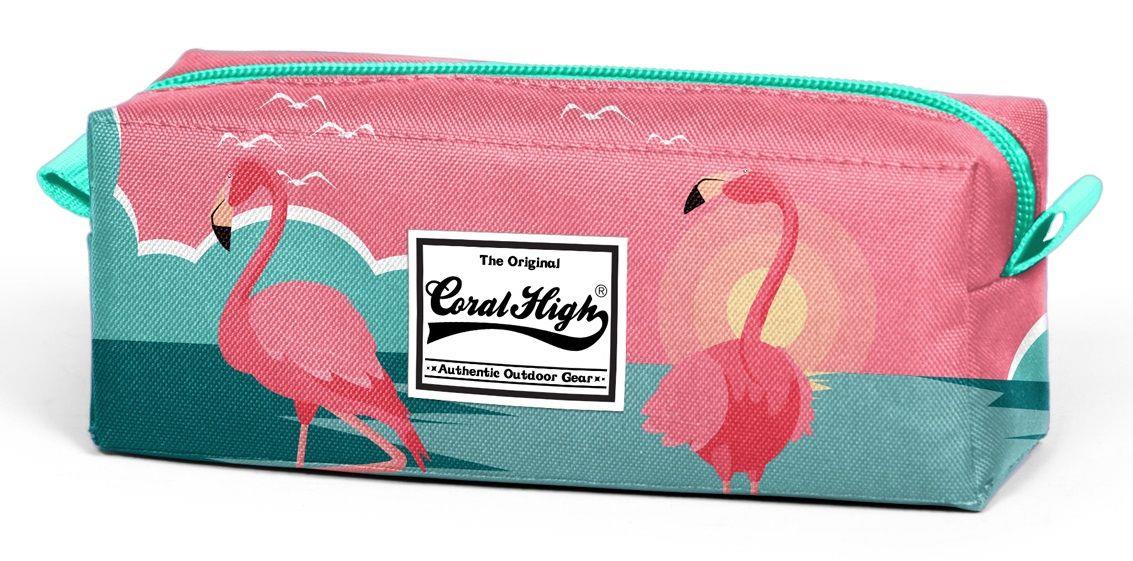 Yeşil Mercan Flamingolu Kalem Çantası