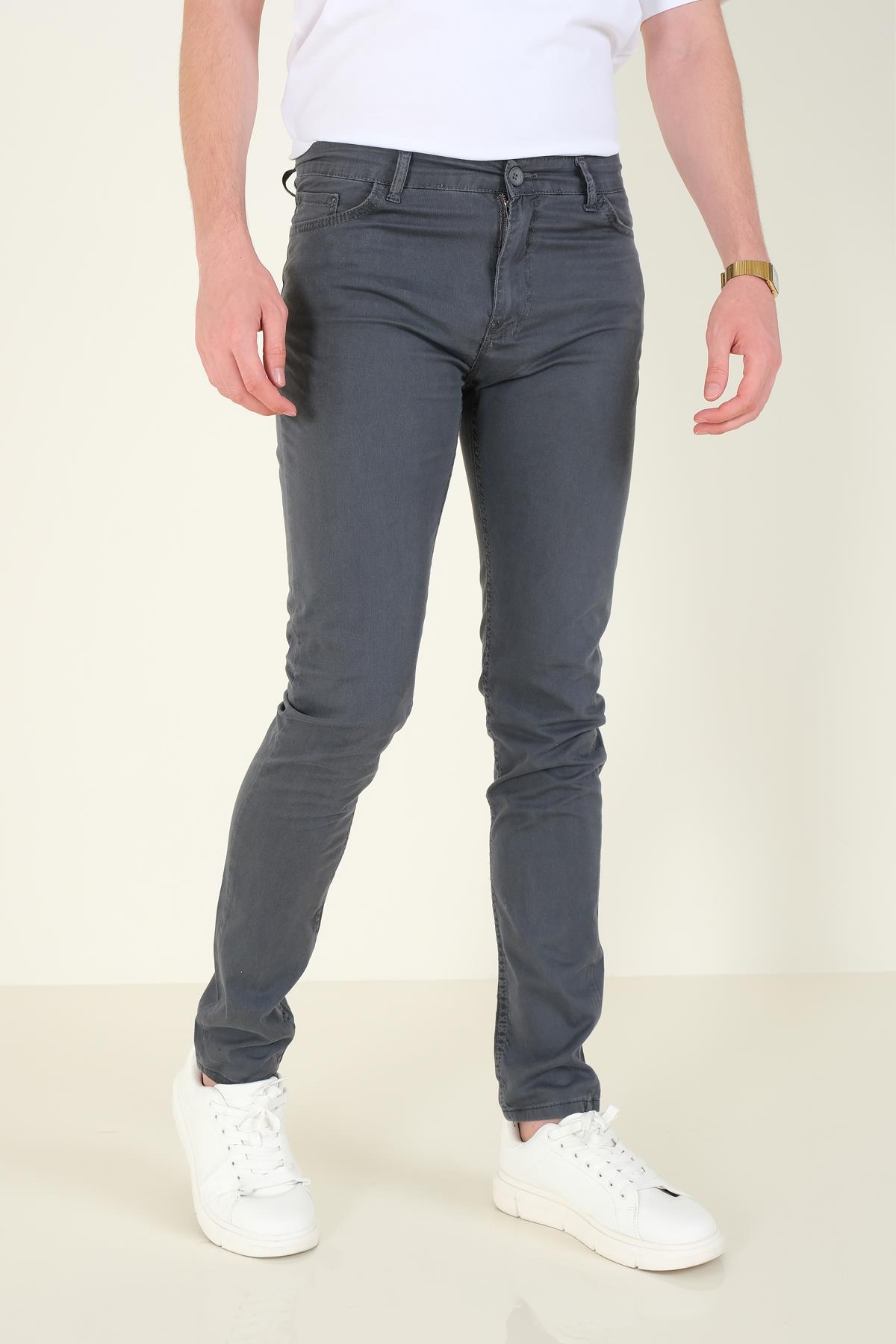 Erkek 5 Cep Chino Pantolon Füme