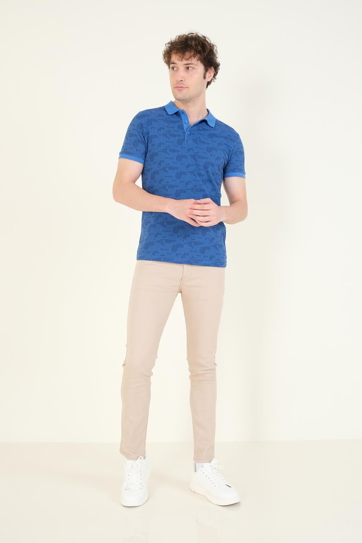 Erkek 5 Cep Slim Fit Kot Pantolon Bej