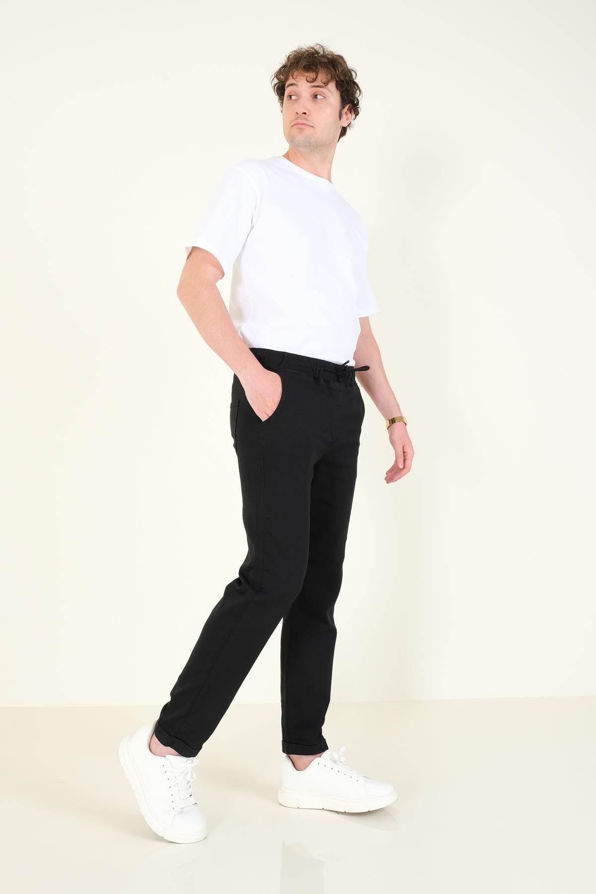 Erkek Duble Paça Jogger Pantolon Siyah