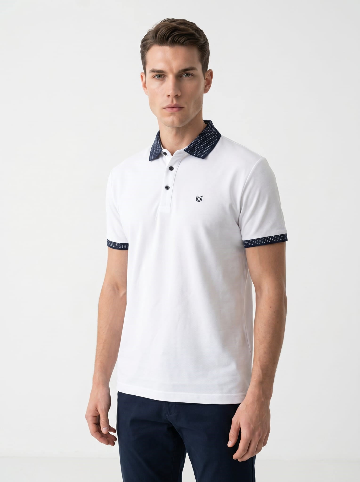 Erkek Polo Yaka Kısa Kol Tshirt Beyaz