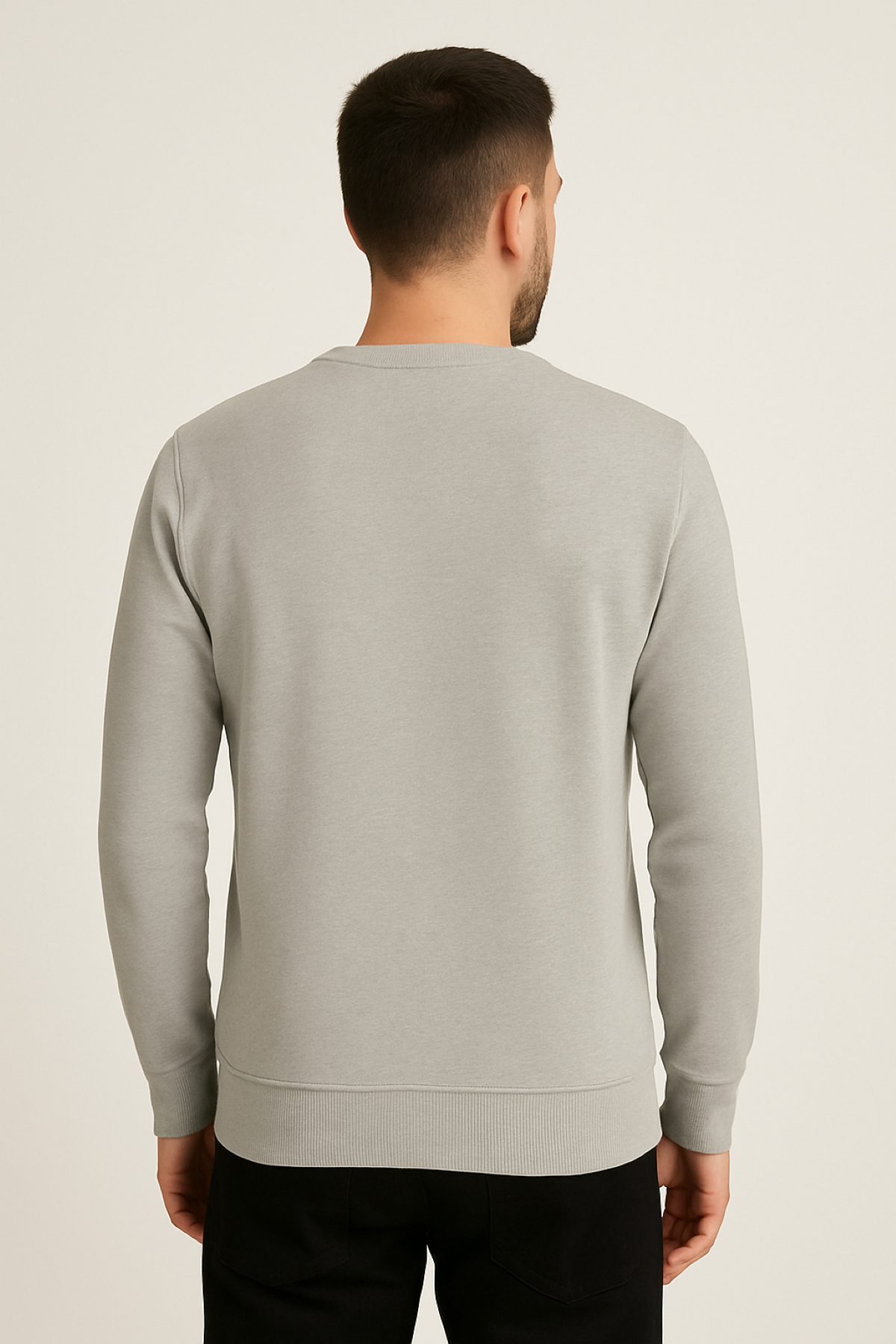 Erkek Üç İp Şardonsuz Sweatshirt Gri