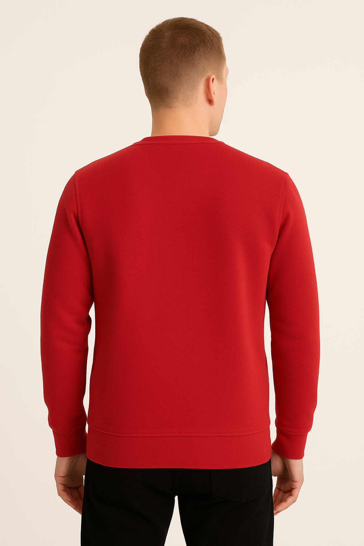 Erkek Üç İp Şardonsuz Sweatshirt Kırmızı