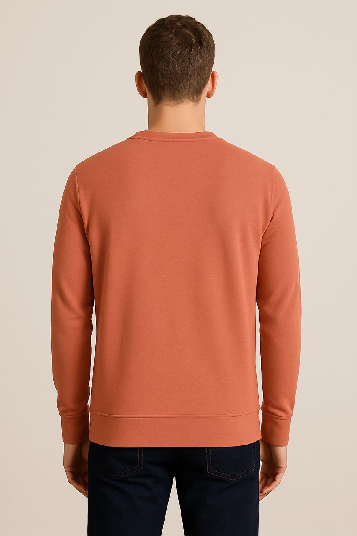 Erkek Üç İp Şardonsuz Sweatshirt Somon
