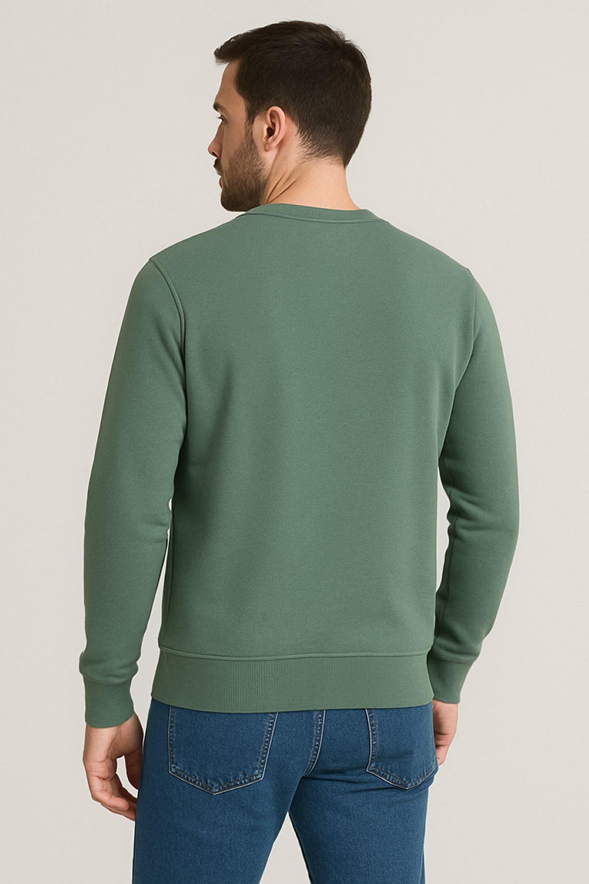 Erkek Üç İp Şardonsuz Sweatshirt Yeşil