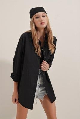Kadın Oversize Gömlek Siyah