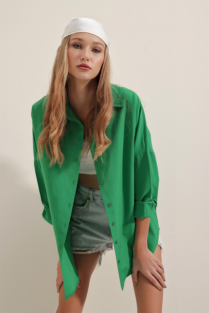 Kadın Oversize Gömlek Yeşil