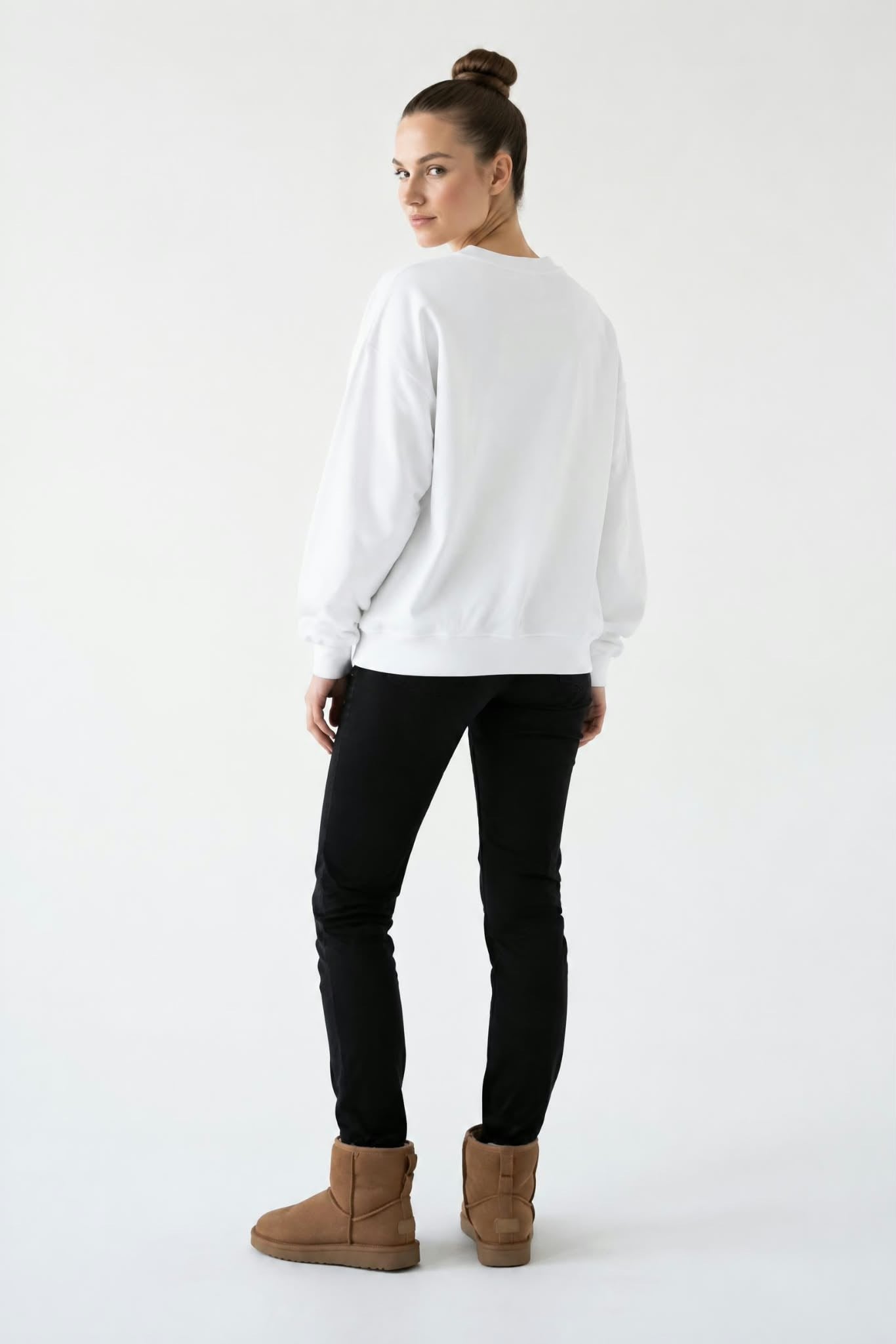 Kadın Oversize İki İp Salaş Sweatshirt Ekru