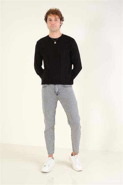 Erkek Boyfriend Kot Pantolon Gri
