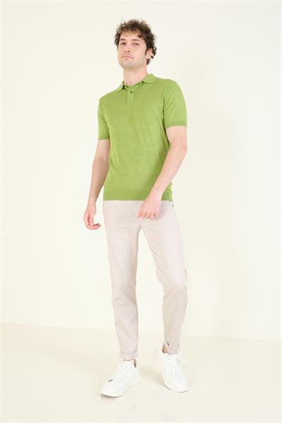 Erkek Çıtçıtlı Desenli Polo Yaka Merserize T-Shirt Yeşil