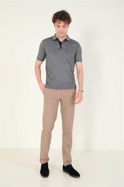 Erkek Desenli Cepli Polo Yaka T-Shirt Siyah