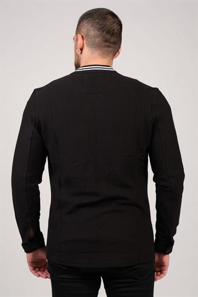 Erkek Dik Yaka Fermuarlı Sweat Siyah