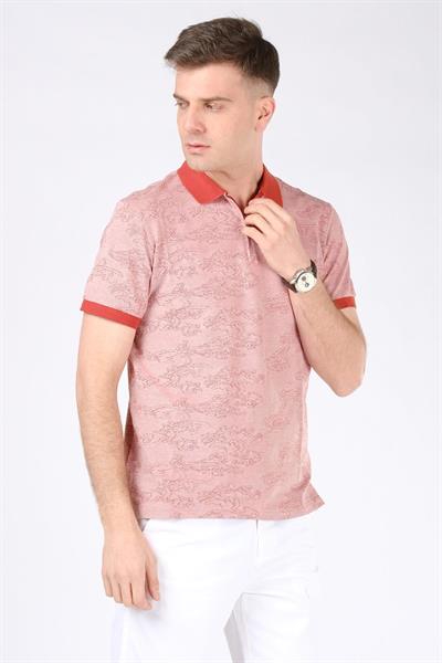 Erkek Fermuarlı Polo Yaka T-Shirt Kiremit