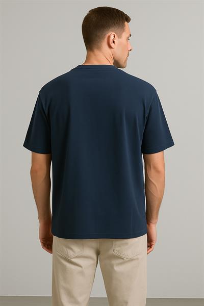 Erkek Kısakol Bisiklet Yaka Tshirt Lacivert