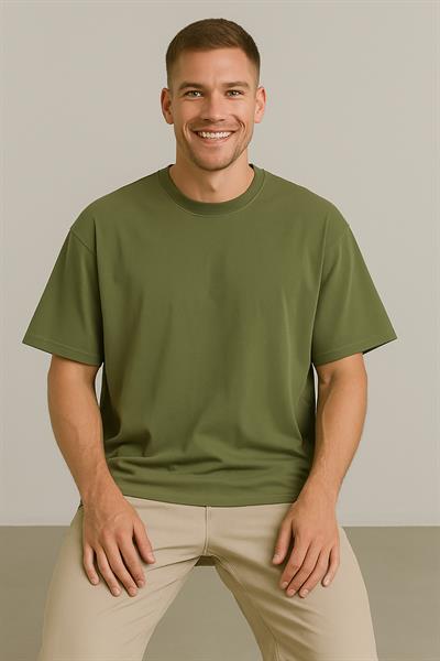 Erkek Kısakol Bisiklet Yaka Tshirt Yeşil