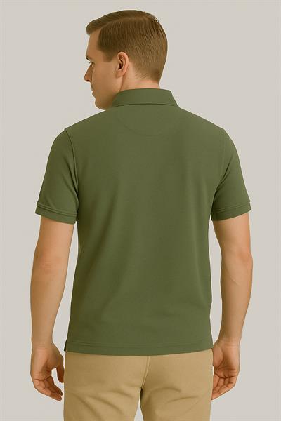 Erkek Kısakol Polo Yaka Fermuarlı Tshirt Haki